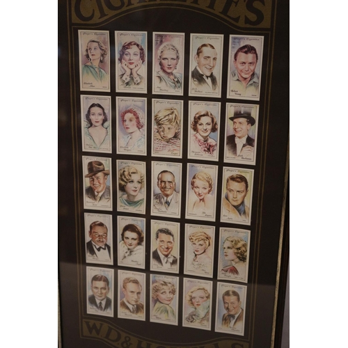 169 - Wills Cigarette Cards in Display case. Actors and Actress