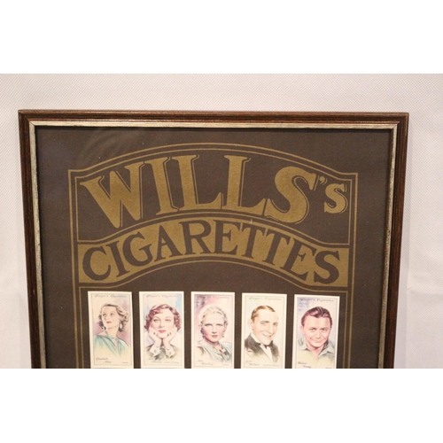 169 - Wills Cigarette Cards in Display case. Actors and Actress