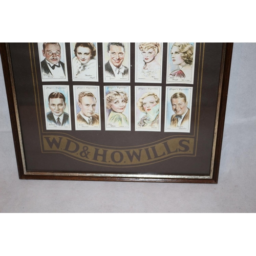 169 - Wills Cigarette Cards in Display case. Actors and Actress