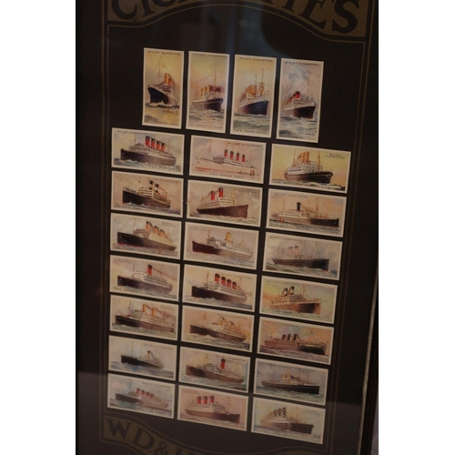 170 - Wills Cigarette Cards in Display case. Ships and Liners