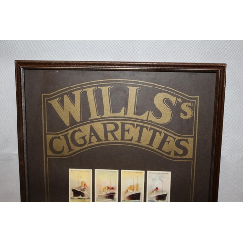 170 - Wills Cigarette Cards in Display case. Ships and Liners