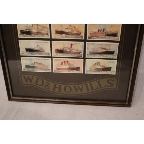 170 - Wills Cigarette Cards in Display case. Ships and Liners