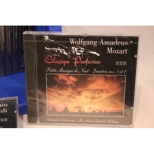 18 - 32 New classical cd's but only 4 different titles. Mozart, Vivaldi, Johann Strauss and Tchaikovsky.