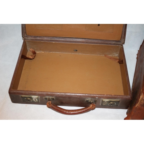 19 - 2 Vintage cases. The larger is a luggage case the smaller, a monogramed document case with key but h... 