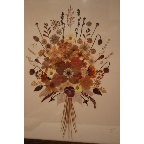 204 - Vintage Collage of dry flowers, framed and glazed.