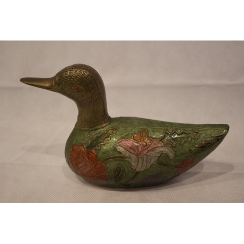 210 - Brass Enameled duck, believed to be German