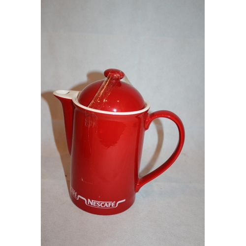 213 - Bright Red Nescafe 2 cups 1 pot