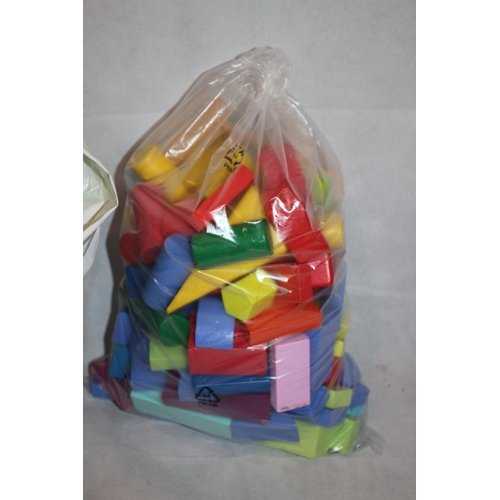 224 - 2 large bags of children's used wooden blocks