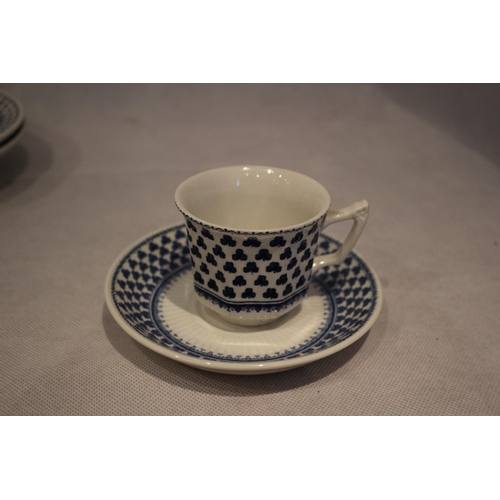 228 - 13 pieces of Adams ironstone Brentwood pattern, including tea/coffee cups, plates and bowls