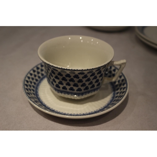 228 - 13 pieces of Adams ironstone Brentwood pattern, including tea/coffee cups, plates and bowls