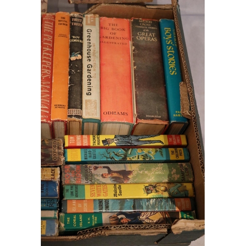 40 - Box of vintage books with covers including Great Operas, Oliver Twist and adventure set