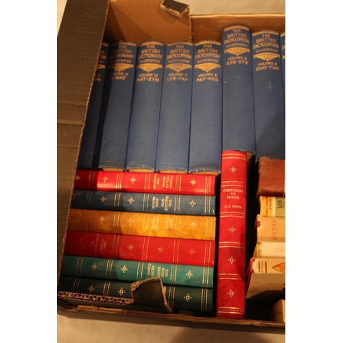 45 - Box of vintage books including several in a run of British Encyclopedia