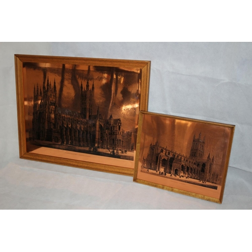 6 - 2 Copper engraving, the larger one depicting Canterbury Cathedral and the other, Gloucester Cathedra... 