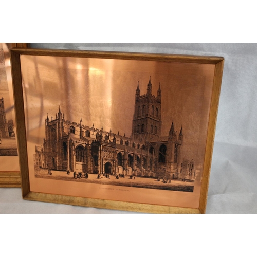 6 - 2 Copper engraving, the larger one depicting Canterbury Cathedral and the other, Gloucester Cathedra... 