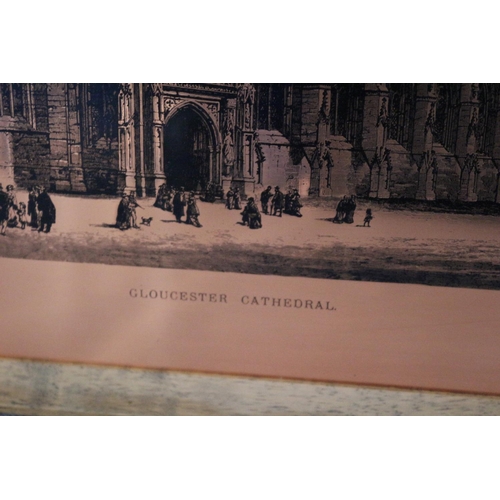 6 - 2 Copper engraving, the larger one depicting Canterbury Cathedral and the other, Gloucester Cathedra... 