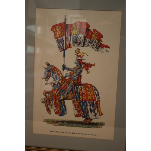 60 - Two framed, mounted and glazed prints of Knights