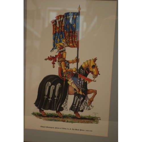 60 - Two framed, mounted and glazed prints of Knights