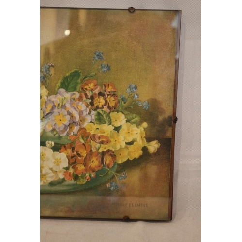 62 - 1940'S Framed and glazed floral print