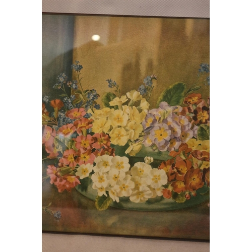 62 - 1940'S Framed and glazed floral print