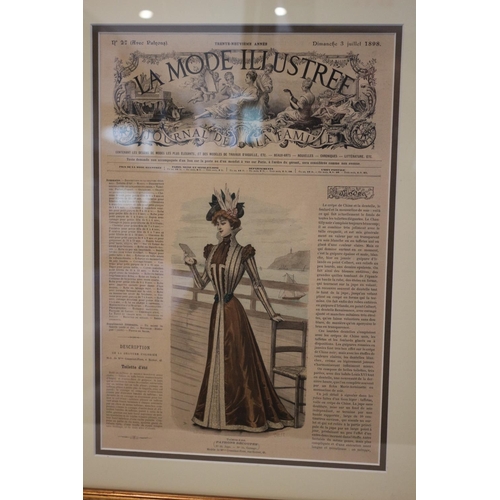 63 - 2  Framed, mounted and glazed illustration fashion prints of a period