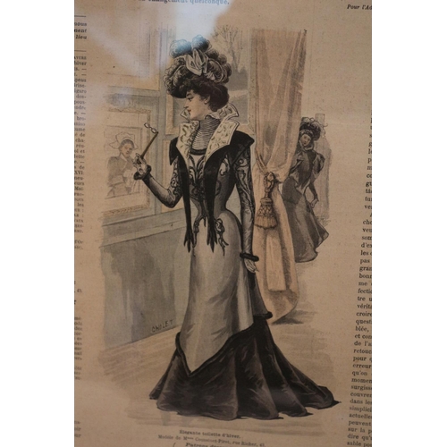 63 - 2  Framed, mounted and glazed illustration fashion prints of a period