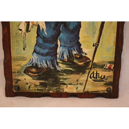 64 - Cute 1960's French picture on wood. Signed Alice