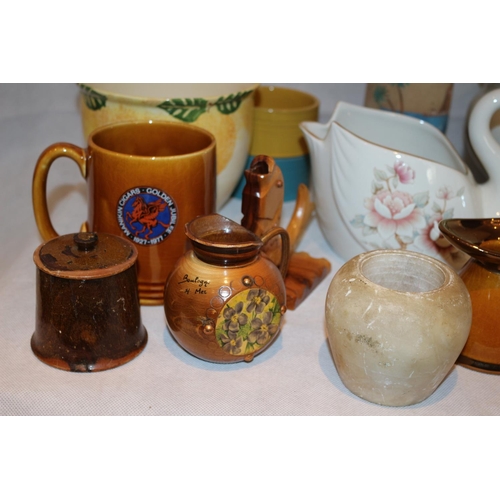 70 - Box with large amount of ceramics including Poole & Andersons Whiskies jug, and Doulton