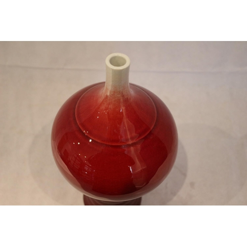 75 - Stamped Sang De Boeuf blood red vase. Date in the region of 1920-1930