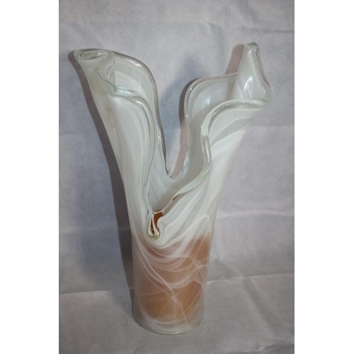 8 - 2 Glass stylish Italian candle holders by Gruppo, come complete with candles and stand 40 cm high