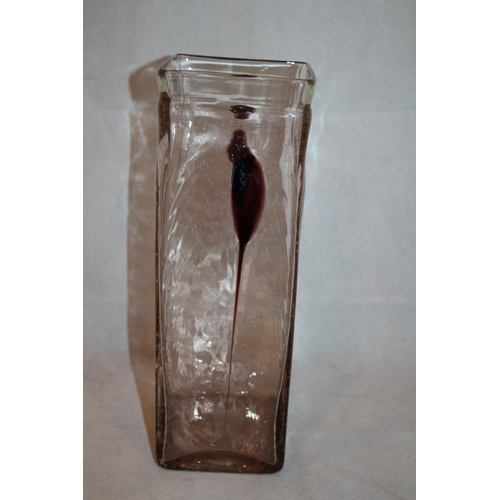 82 - Bubble Glass vase with a drip red motif