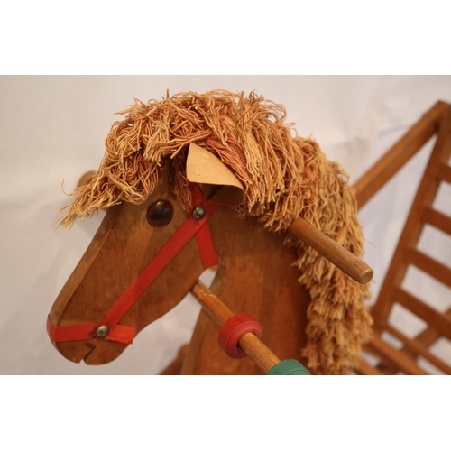 91 - 1950's Wooden Childs rocking chair in style of a horse