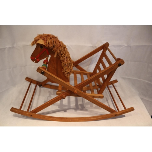 91 - 1950's Wooden Childs rocking chair in style of a horse