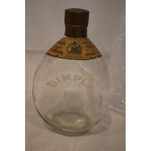 99 - Empty Dimple Whisky bottle of great shape and a cut glass decanter