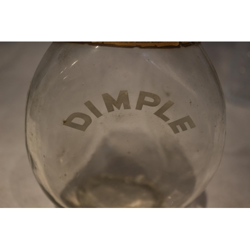 99 - Empty Dimple Whisky bottle of great shape and a cut glass decanter