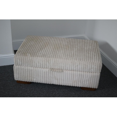 412 - Good size fabric covered footrest/ seat storage box. All funds to The Last Chance Animal Rescue