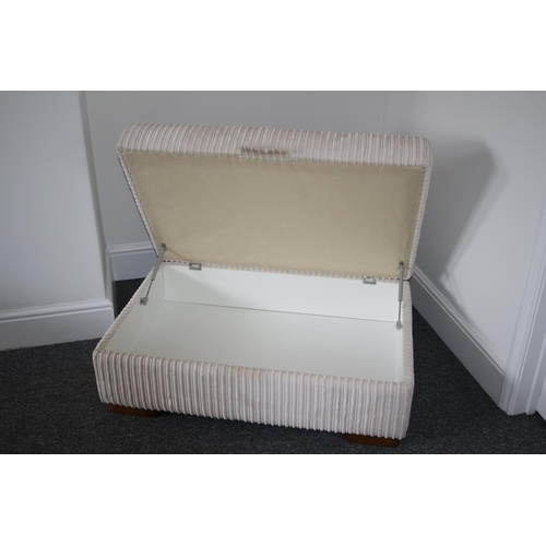 412 - Good size fabric covered footrest/ seat storage box. All funds to The Last Chance Animal Rescue