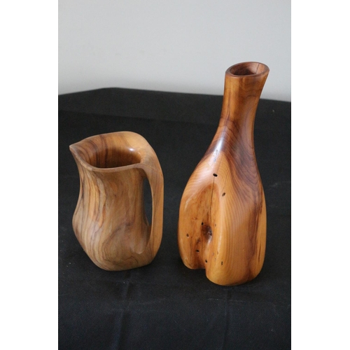 11 - Two Items of Tactile Treen, One Jug and One Vase