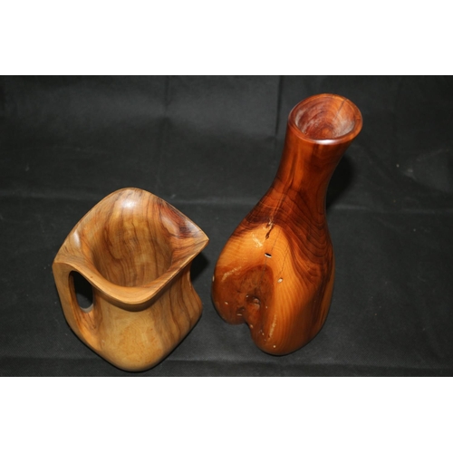 11 - Two Items of Tactile Treen, One Jug and One Vase