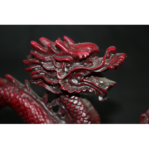 116 - Red Composite Dragon Holding Pearl Of Wisdom