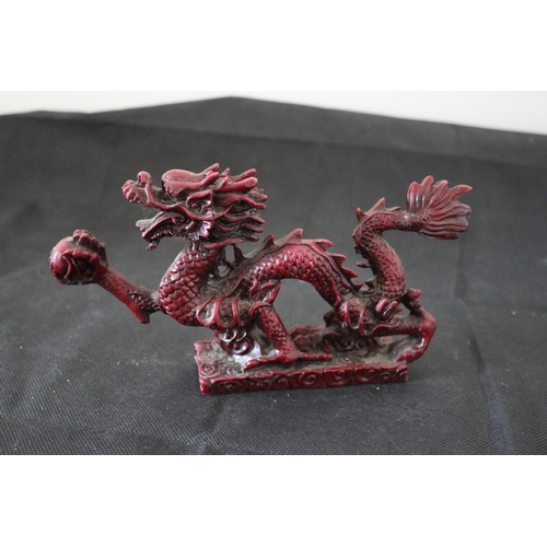 116 - Red Composite Dragon Holding Pearl Of Wisdom