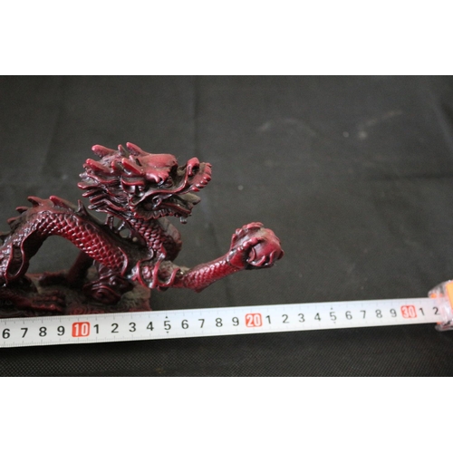 116 - Red Composite Dragon Holding Pearl Of Wisdom