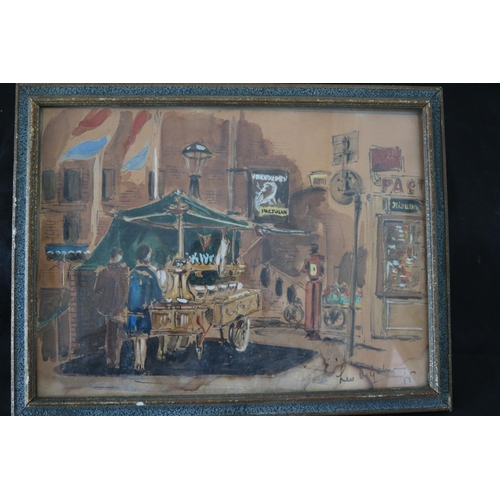 121 - Frame Glazed and Signed Watercolour Painting Of A Continental Market Scene