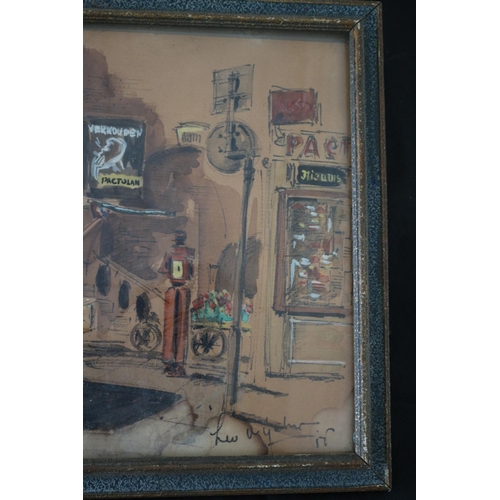 121 - Frame Glazed and Signed Watercolour Painting Of A Continental Market Scene