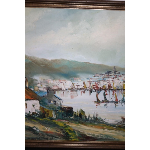 122 - Framed And Signed Oil On Canvas Painting Of A Continental Harbour Scene