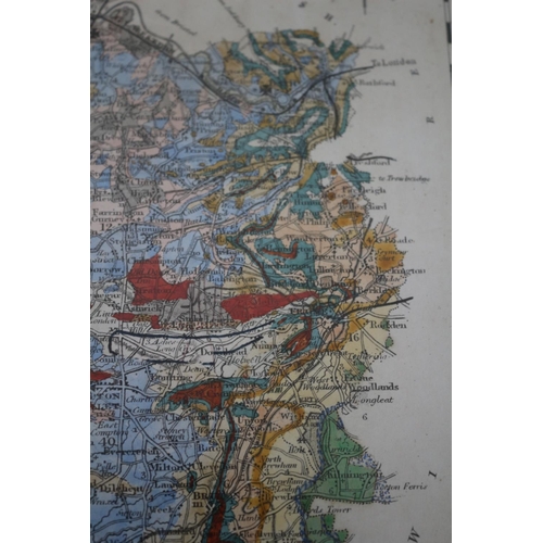 123 - Interesting Geological Map Of Somersetshire. Marked Coloured From Ordnance & Geological Survey Sheet... 