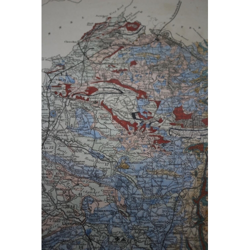 123 - Interesting Geological Map Of Somersetshire. Marked Coloured From Ordnance & Geological Survey Sheet... 