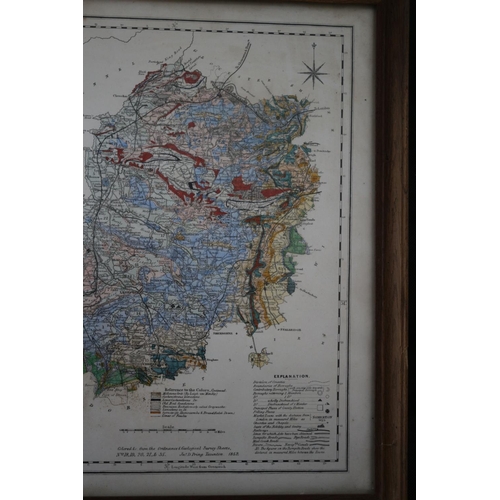 123 - Interesting Geological Map Of Somersetshire. Marked Coloured From Ordnance & Geological Survey Sheet... 