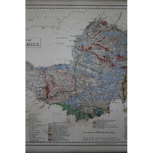 123 - Interesting Geological Map Of Somersetshire. Marked Coloured From Ordnance & Geological Survey Sheet... 