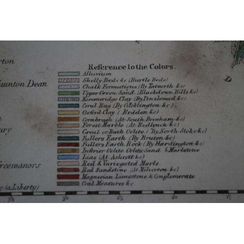 123 - Interesting Geological Map Of Somersetshire. Marked Coloured From Ordnance & Geological Survey Sheet... 