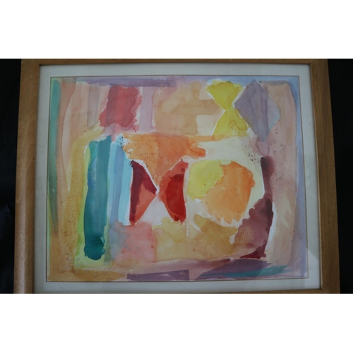 124 - Abstract Watercolour Painting Titled Flag Spirit, Framed and Glazed